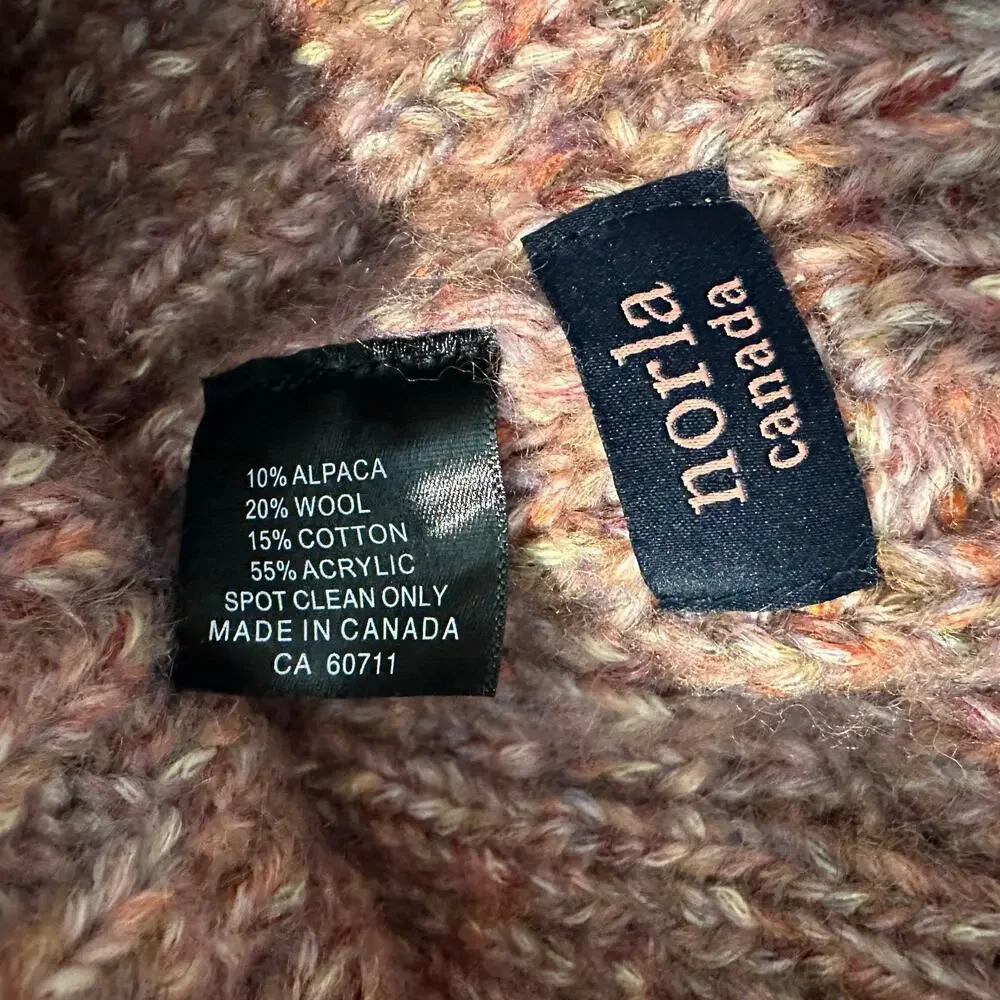 Norla Canada Alpaca and Wool Blend Knit Pom Beanie Hat Pink
